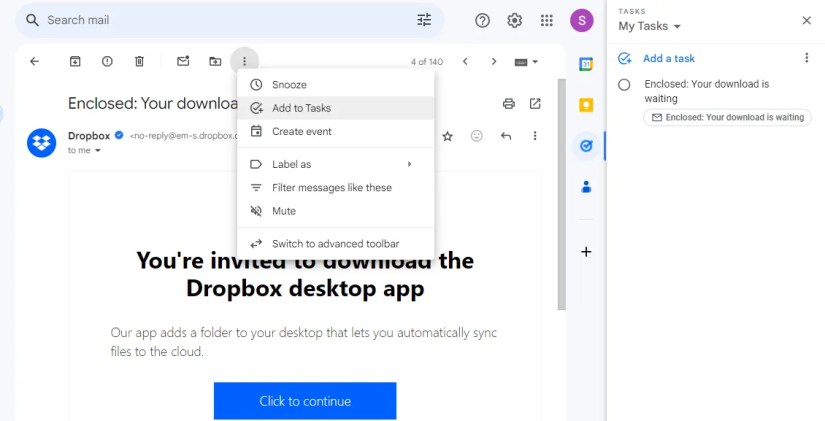 creating google tasks from gmail