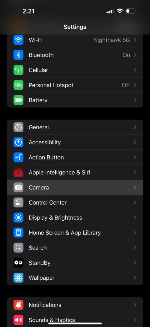 iOS 18 Settings menu with Camera highlighted