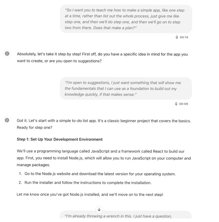 A screenshot of a brainstrming session with ChatGPT