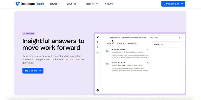Dropbox Dash Answers and Summaries