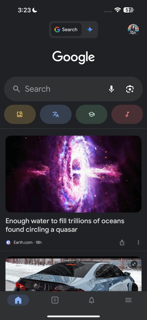 Google app on an iPhone