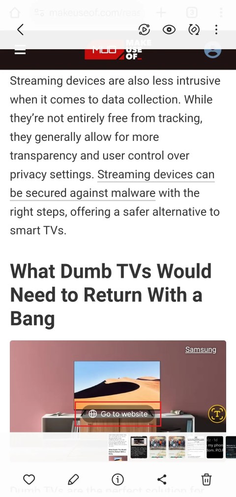 screenshot of makeuseof article