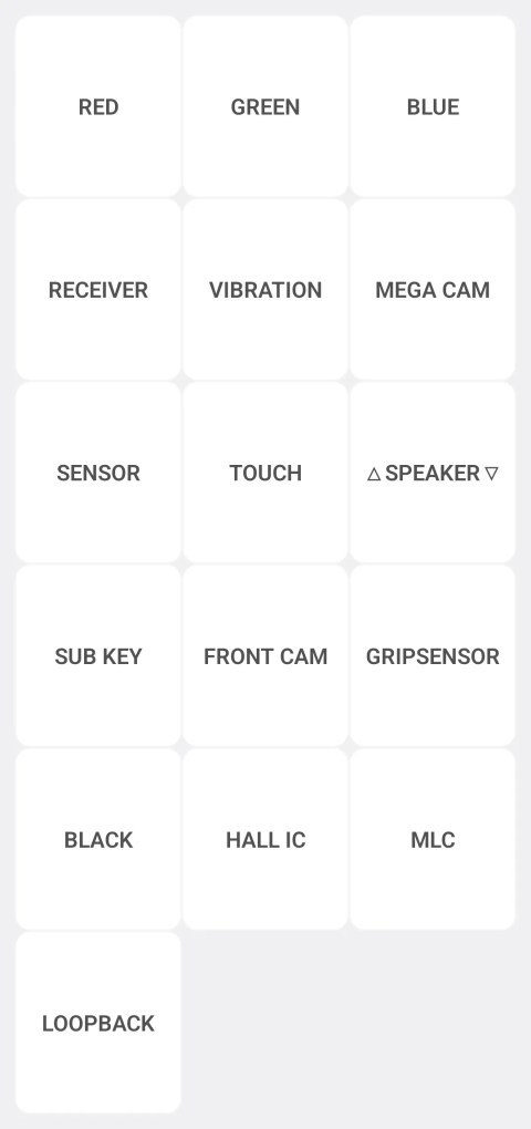 One UI hardware diagnostics menu