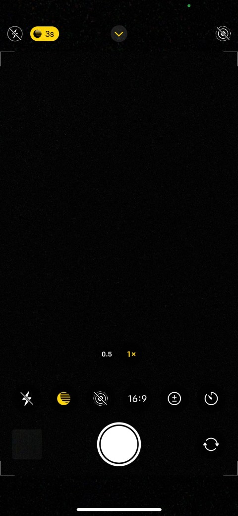 iPhone Camera app with night mode enabled