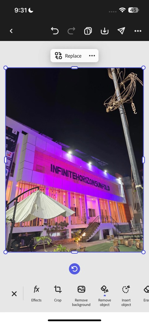 Editing an image in Adobe Express