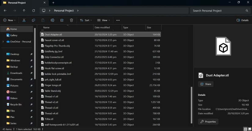 Showing file extensions for different file types
