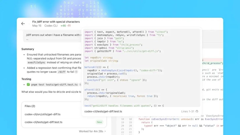 ChatGPT Codex running a coding task