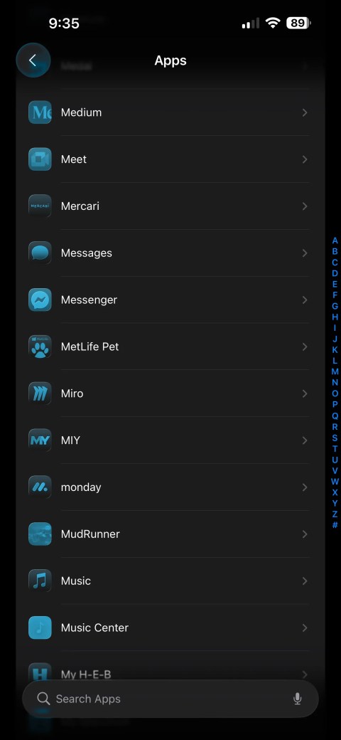 Apps page showing Messages and other apps iOS 26