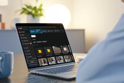 Mock up of a pc with Mega web interface on its screen