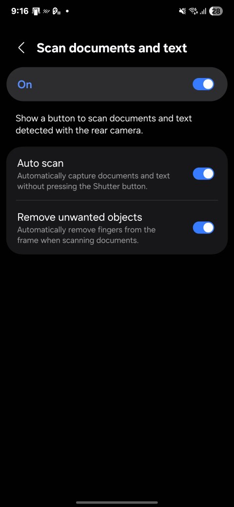 Enabling Auto scan in Samsung Camera Settings