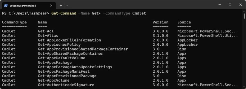 Get command command in Powershell