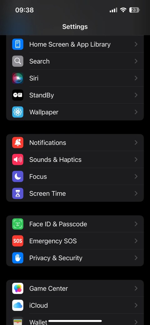 iPhone settings app showing Focus among other options
