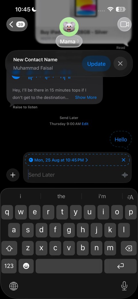 Scheduling a message in iMessage