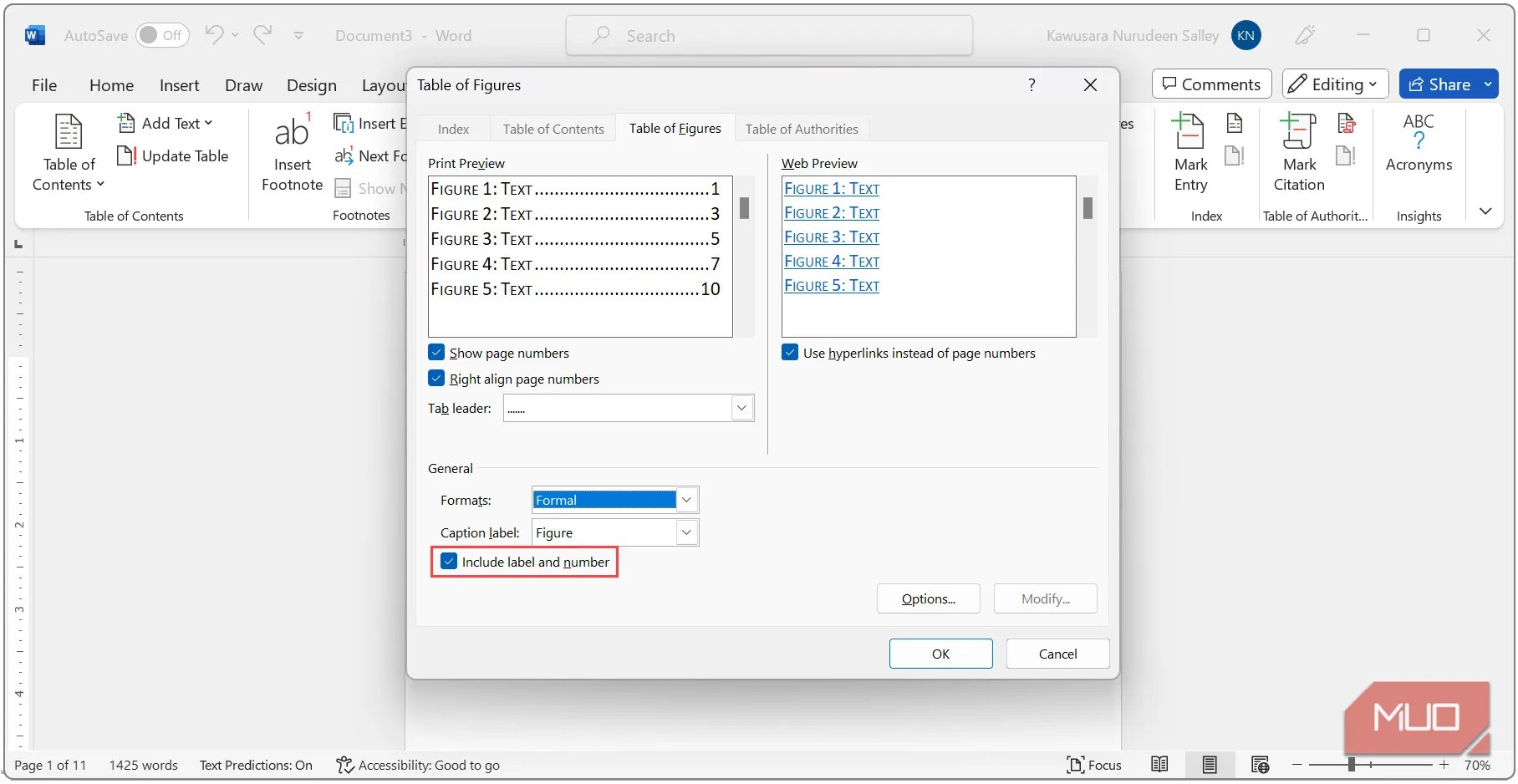 Creating List Of Tables And Figures In Word Printable Templates Free