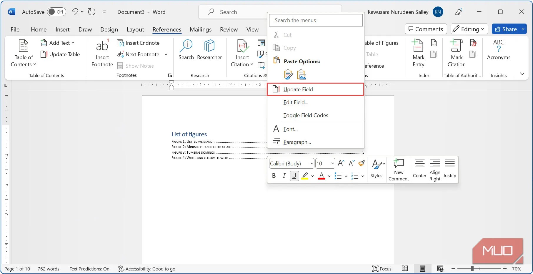 How to Insert a List of Tables and Figures in Microsoft Word