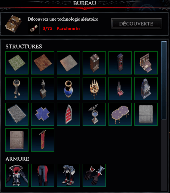 Bureau V Rising Liste complète des recettes à débloquer Millenium