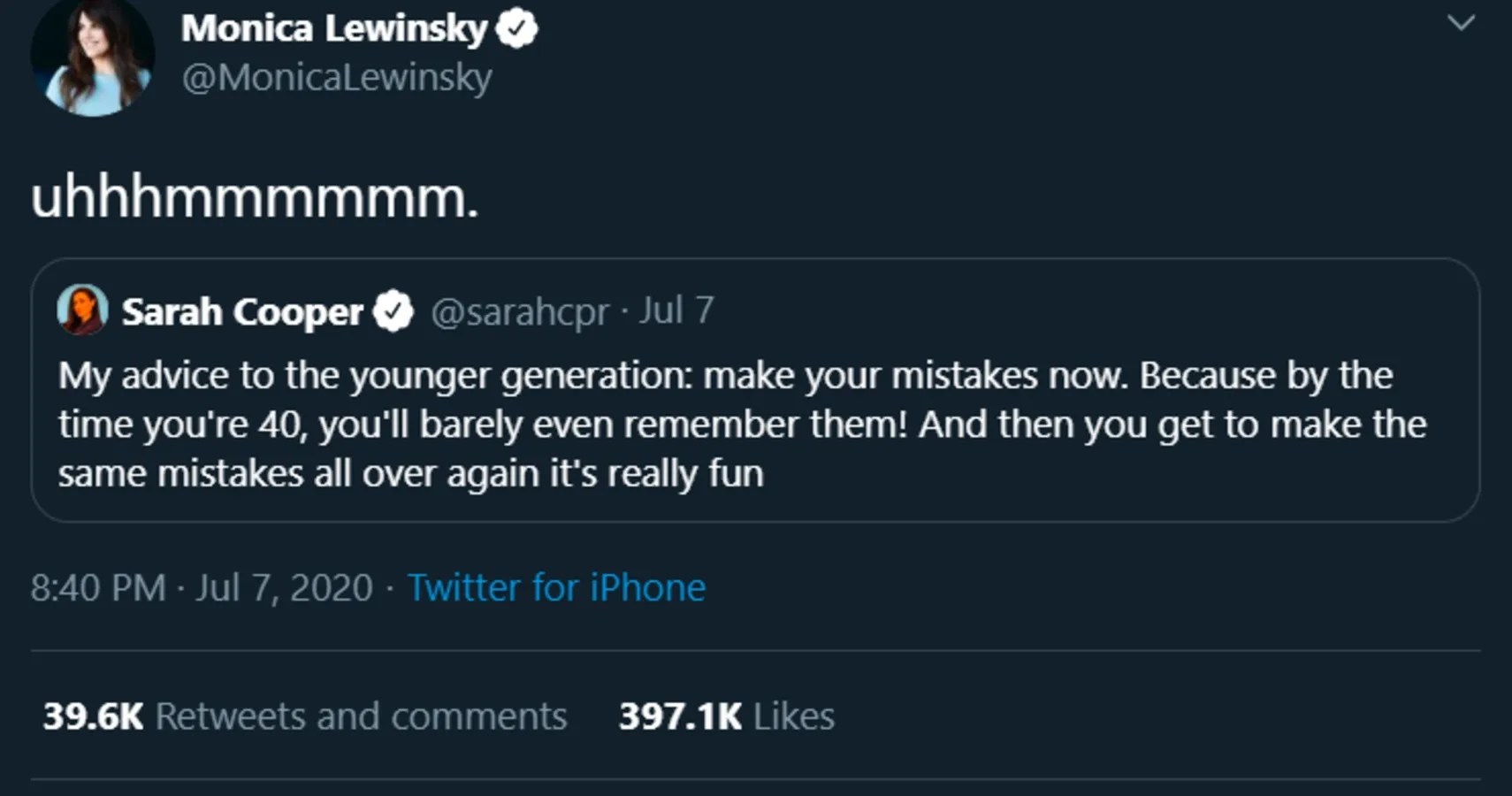 Monica Lewinsky Twitter Response To Advice Says It All