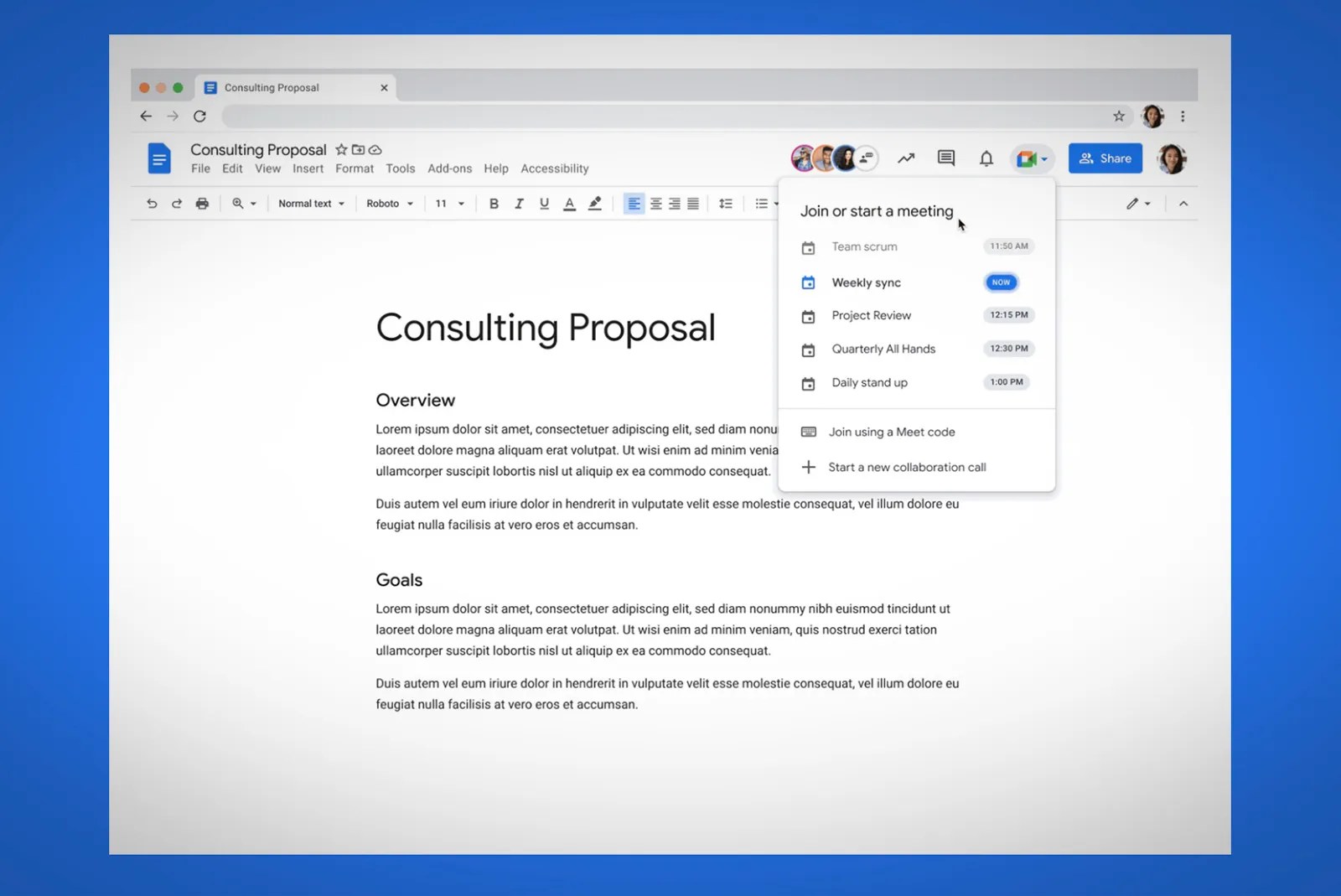 How to join a Google Meet call from Docs, Sheets, and Slides