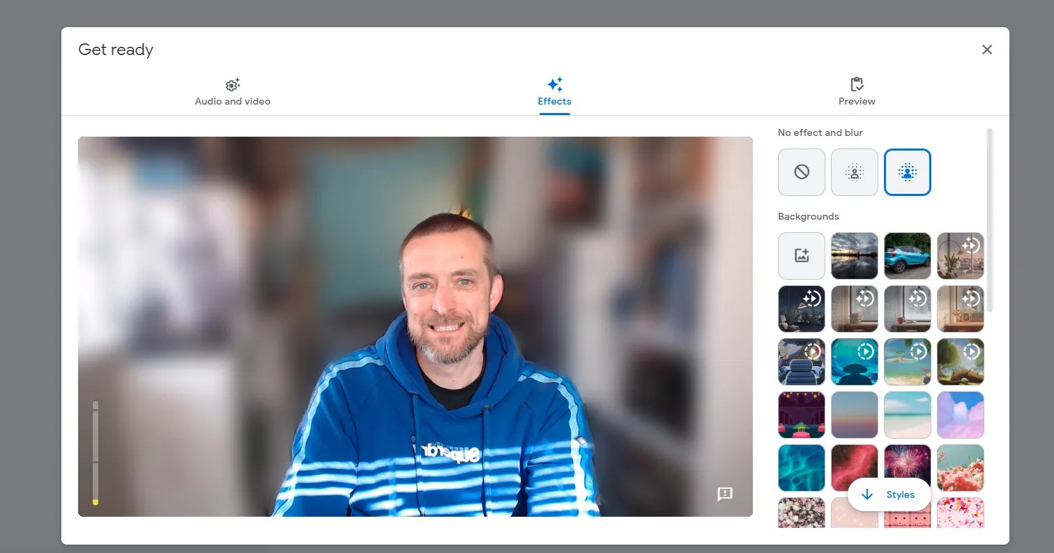 How to blur or use a virtual background on Google Meet