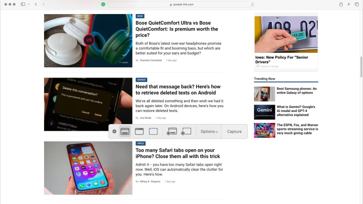 A screenshot of the Screenshot app on Mac