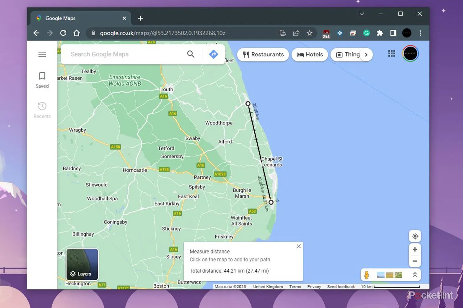 How to measure a distance with Google Maps