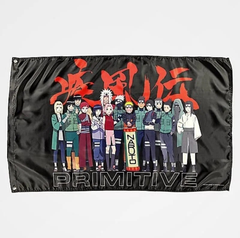 Primitive x Anime Naruto Combat Black Banner Flag Anime