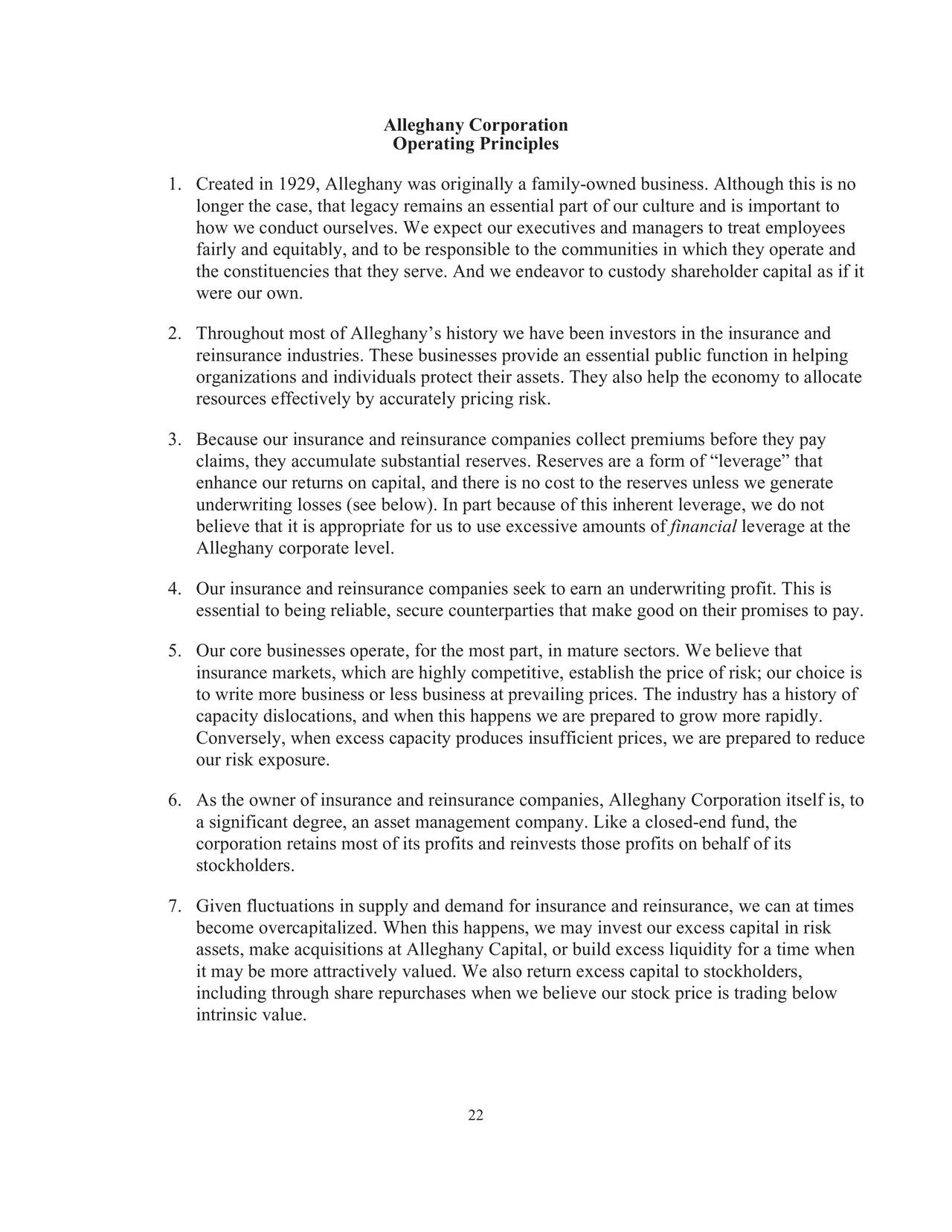 Alleghany Annual Letter 2017 (NYSEY) Seeking Alpha