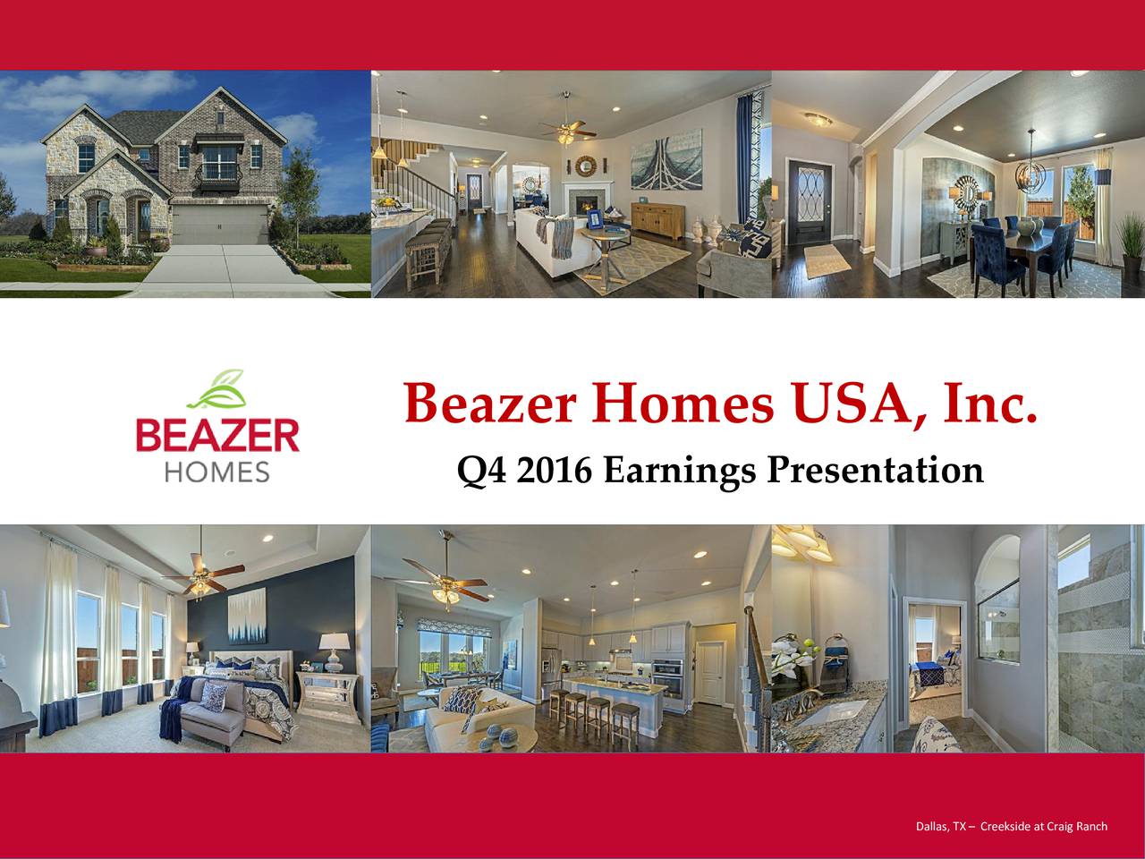 Beazer Homes USA, Inc. 2016 Q4 Results Earnings Call Slides (NYSE