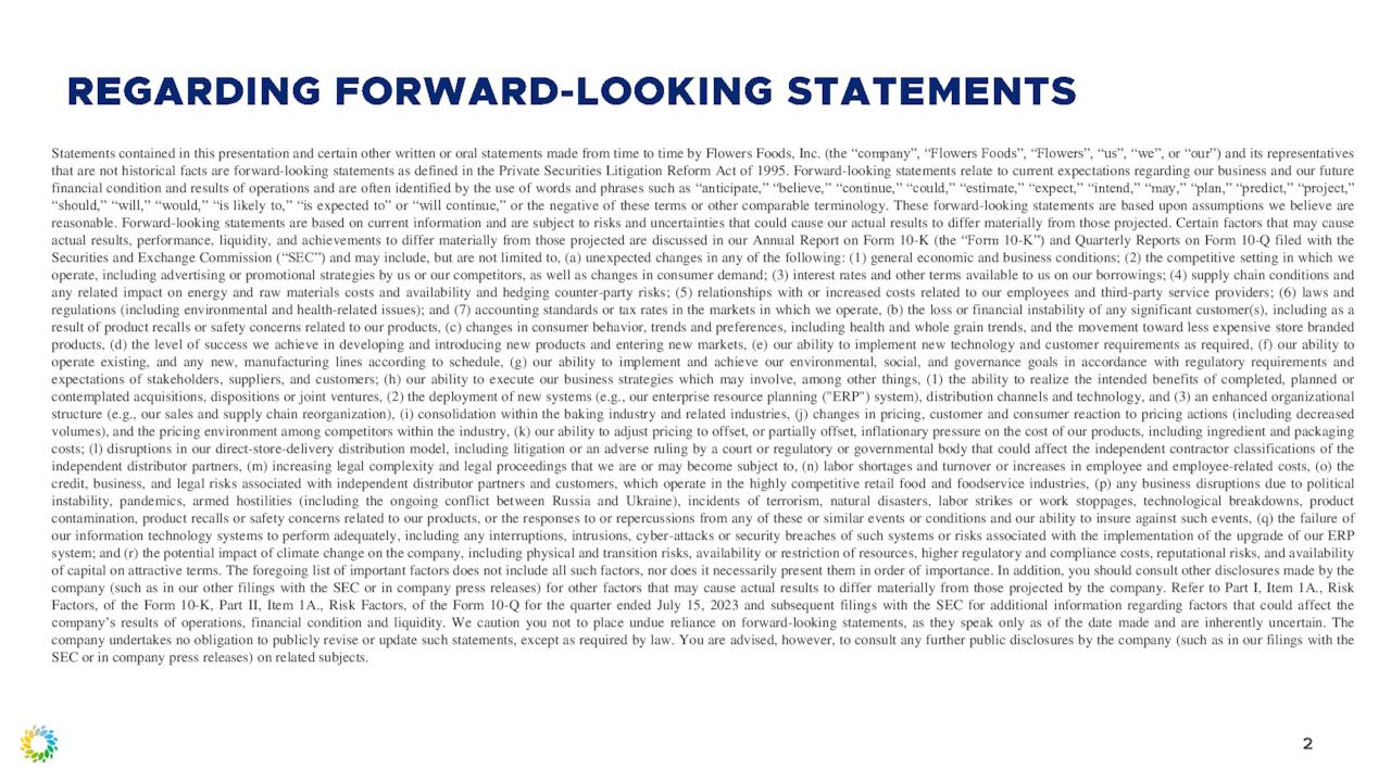 Flowers Foods, Inc. 2023 Q2 Results Earnings Call Presentation