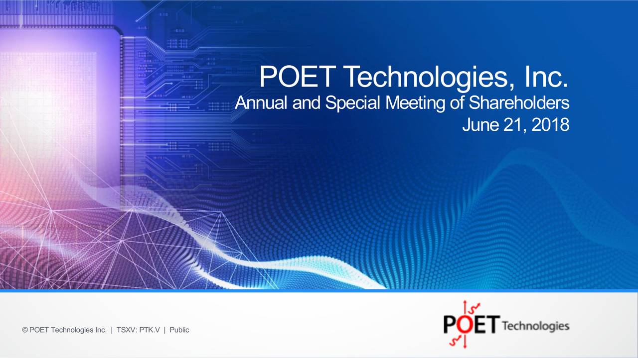 POET Technologies (POETF) Investor Presentation Slideshow (OTCMKTS
