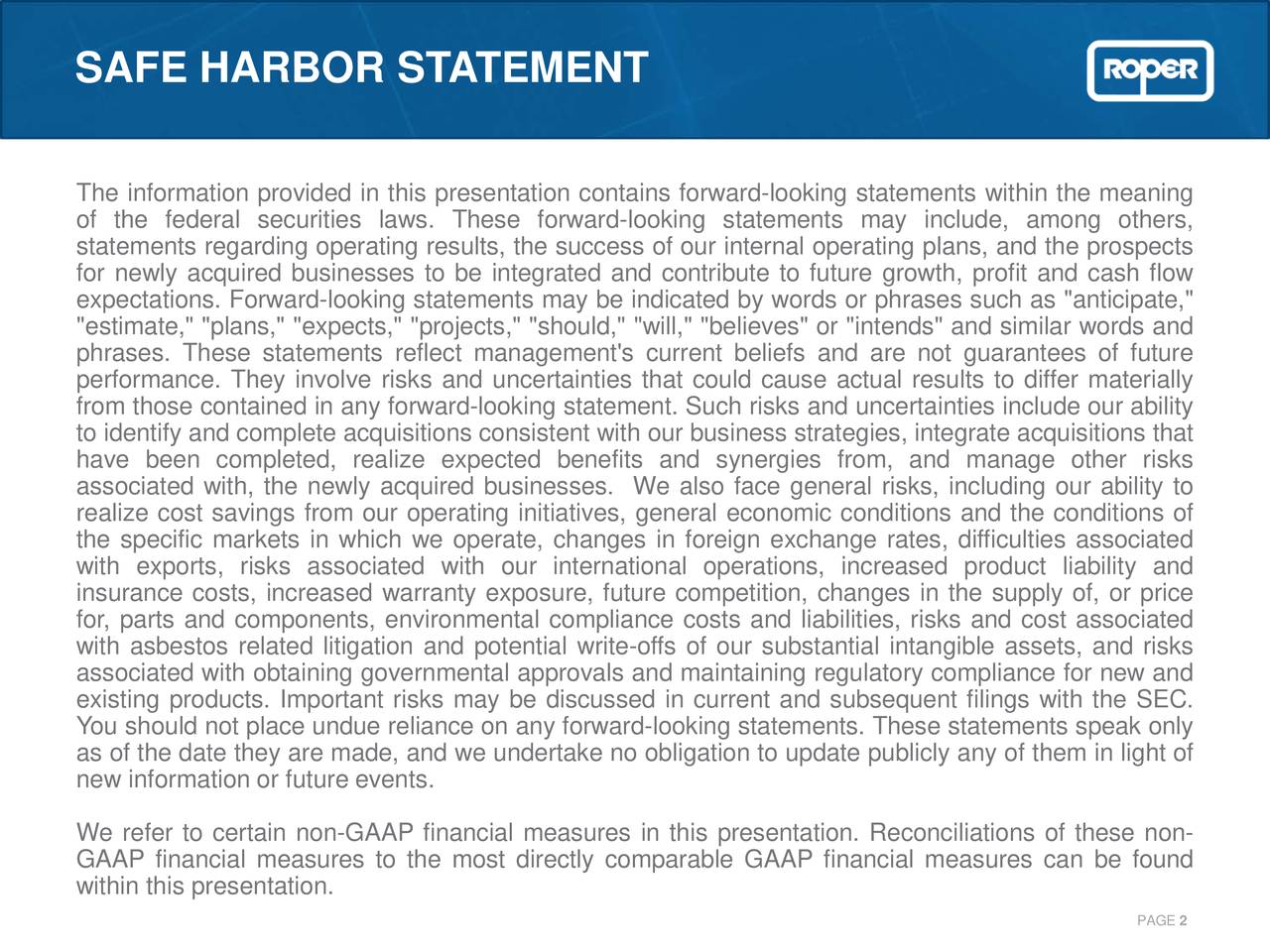 Roper Technologies (ROP) Presents At Raymond James 40th Annual