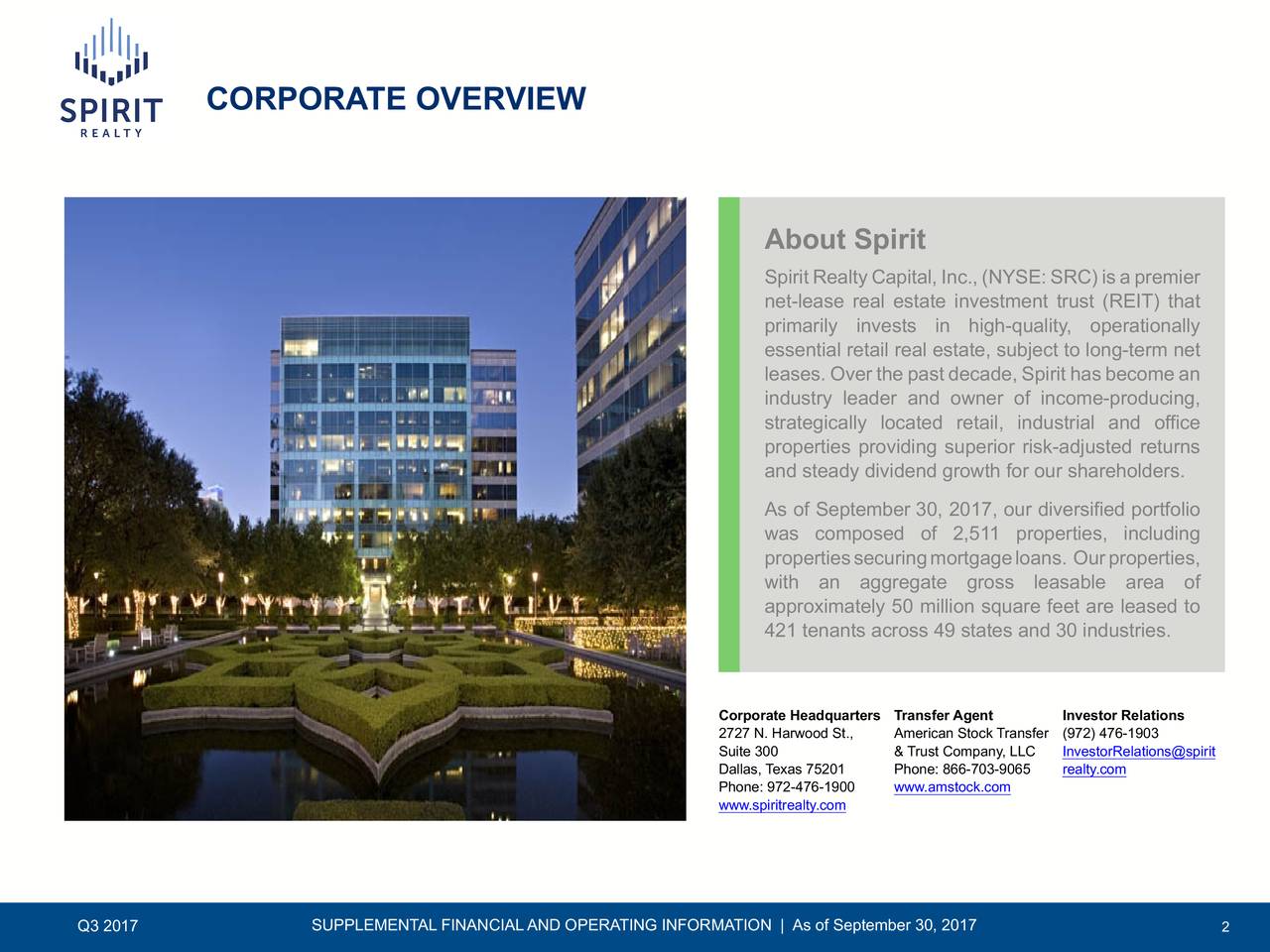 Spirit Realty Capital 2017 Q3 Results Earnings Call Slides (NYSE