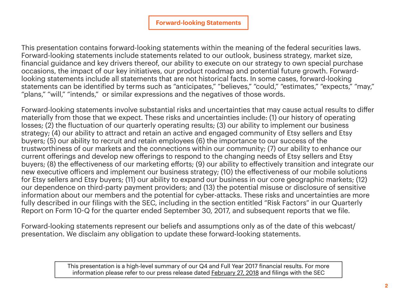 Etsy, Inc. 2017 Q4 Results Earnings Call Slides (NASDAQETSY