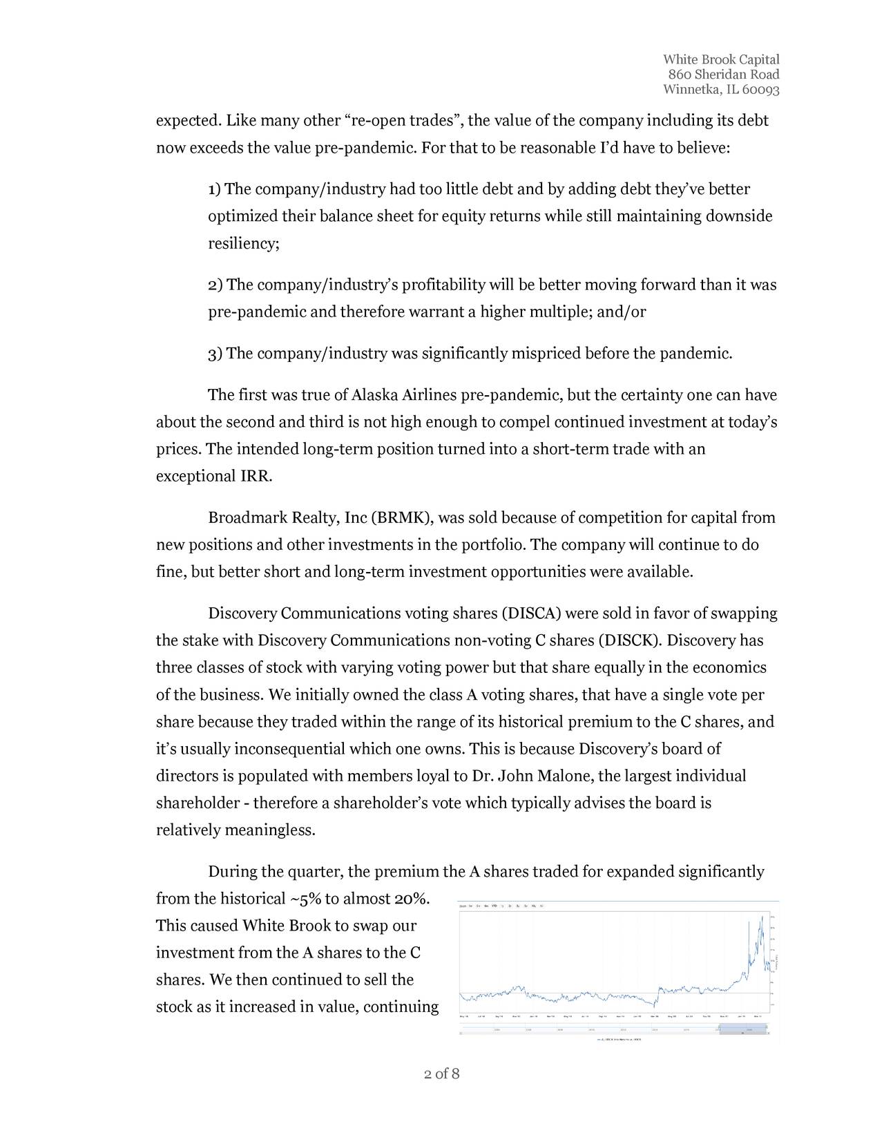 White Brook Capital Q1 2021 Commentary Seeking Alpha