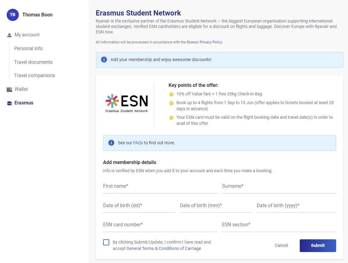 Ryanair's Successful Student Discount Scheme Moves Into Its 6th Year