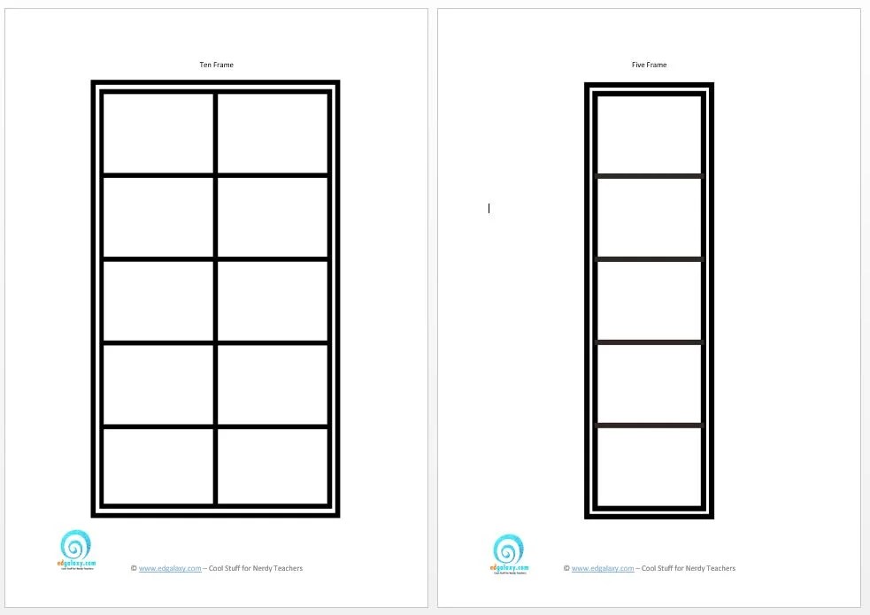 Printable Five and Ten frames to teach counting skills — Edgalaxy Cool
