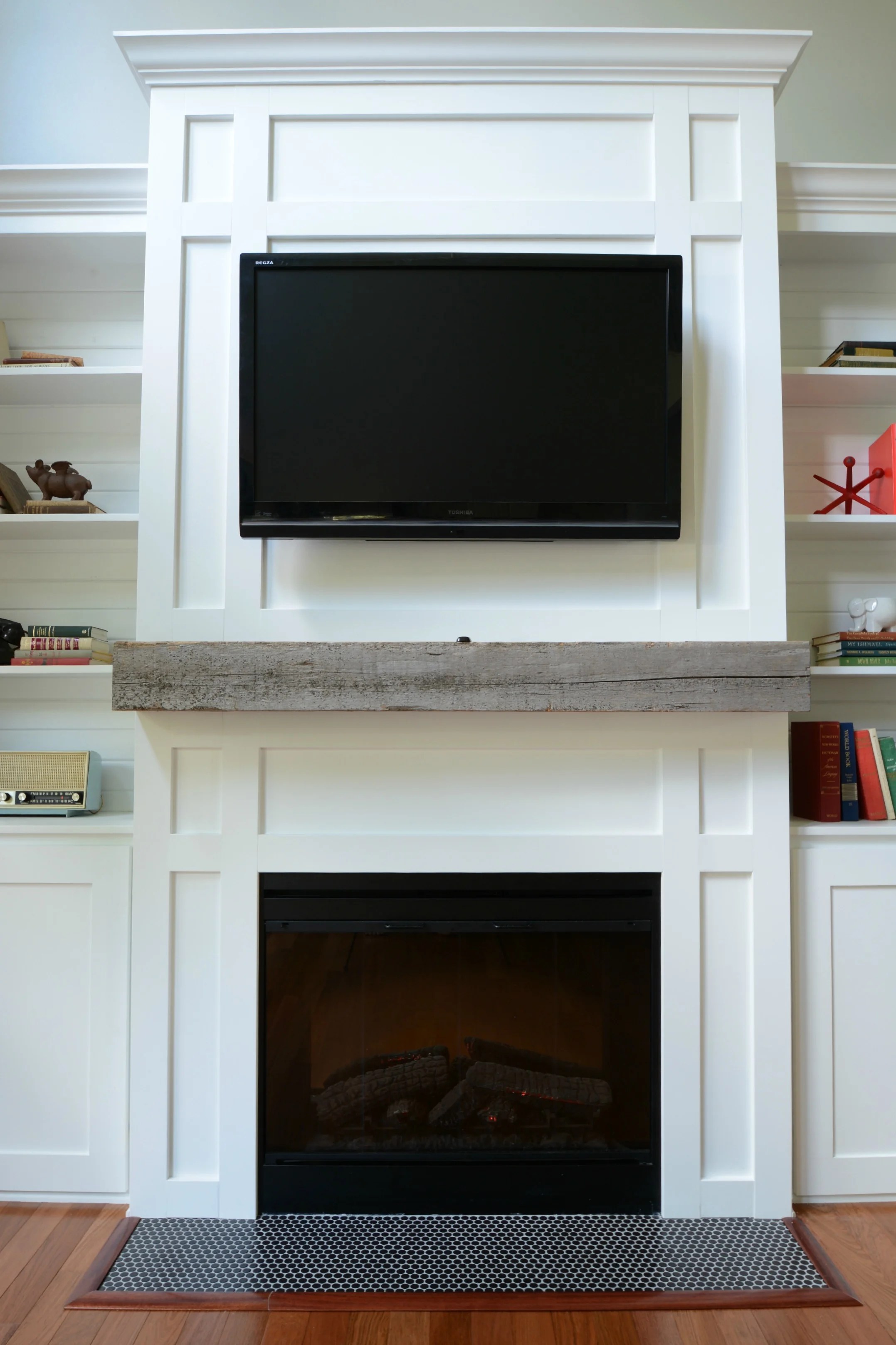 How Install a Barn Beam Mantel — Decor and the Dog