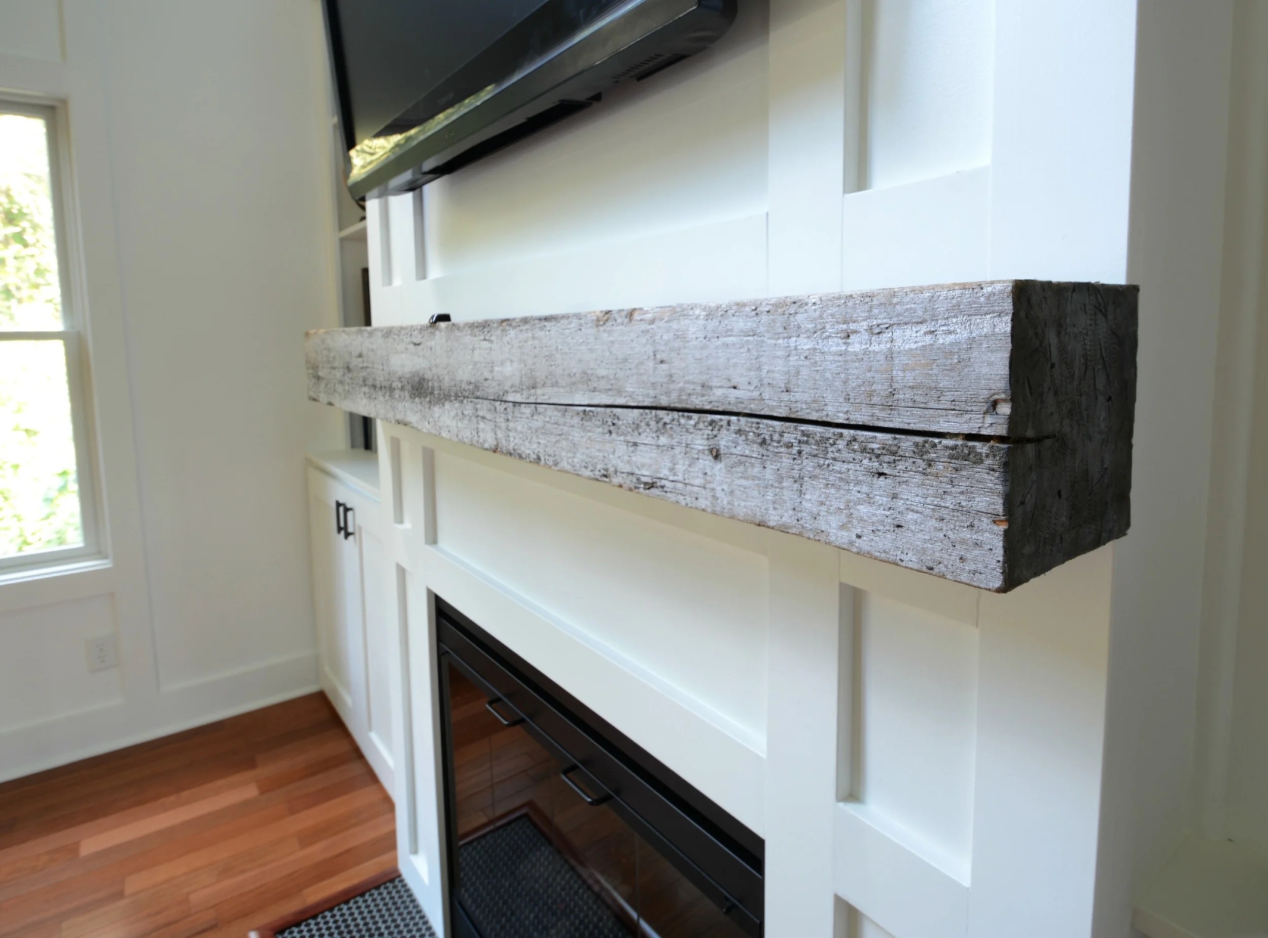 How Install a Barn Beam Mantel — Decor and the Dog