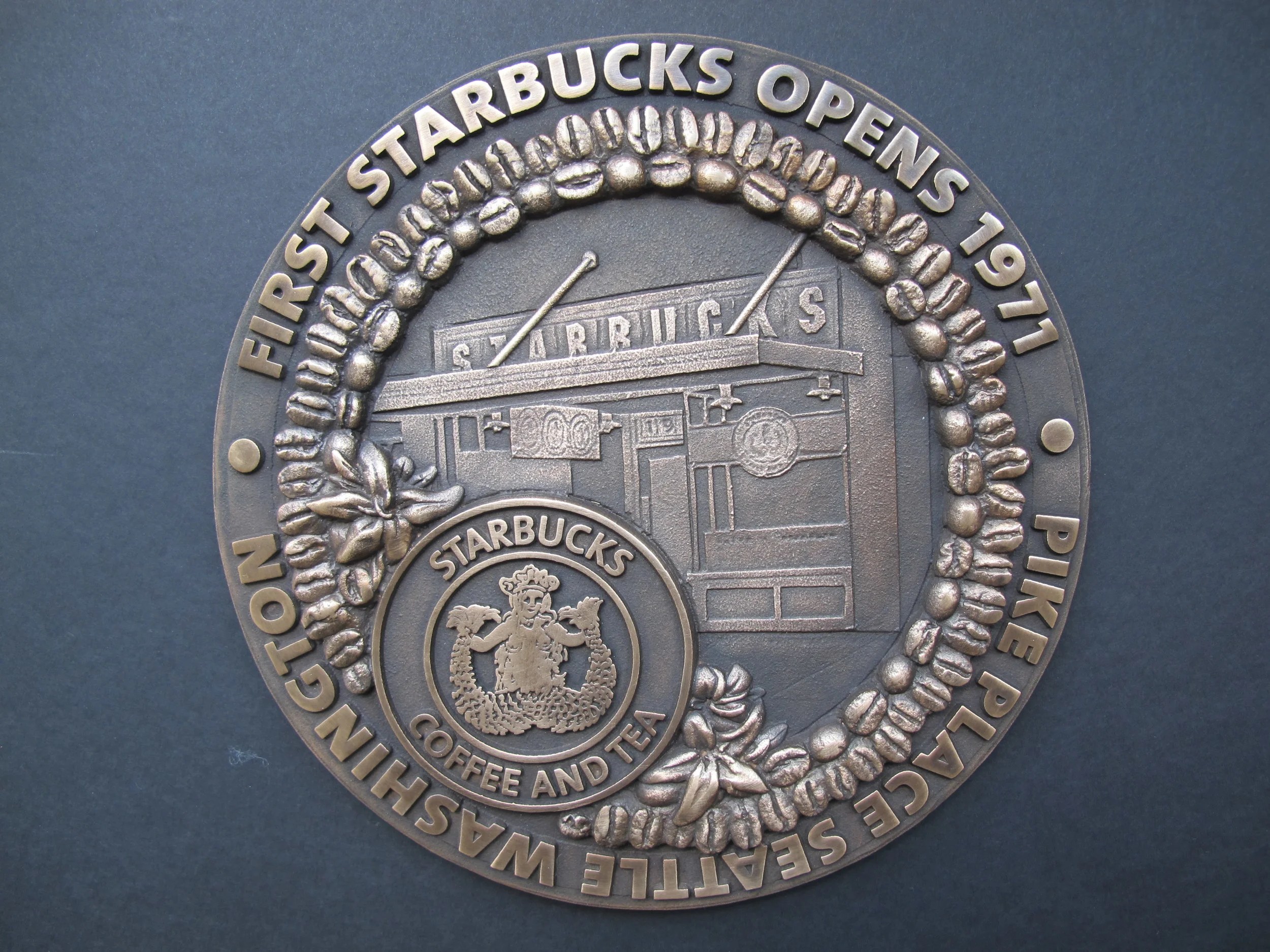 Starbucks Medallions, Brooklyn NY Custom Bronze Relief Plaques