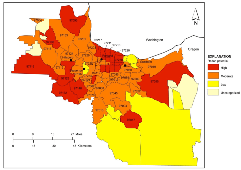 Radon Gas Oregon Map Radon in the Willamette Valley An Unexpected Hazard — Geological