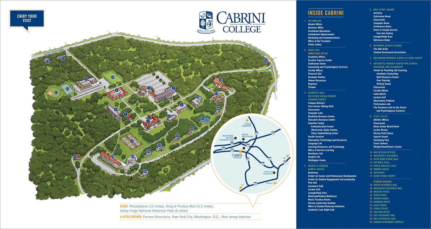 Cabrini College Campus Map Cabrini College Admissions Materials — Kelsh Wilson Design