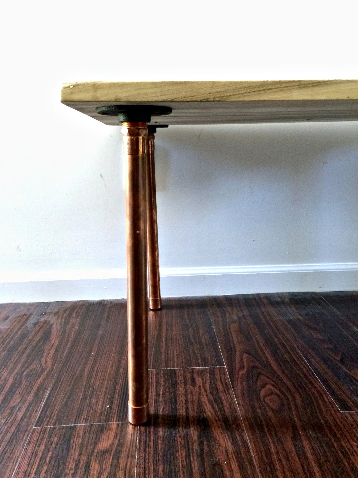 Salvaged Wood and Copper Leg DIY coffee table — Melissa Voigt