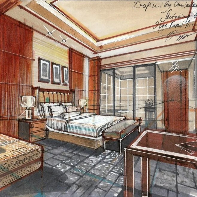 Interior design drawing with markers my video courses