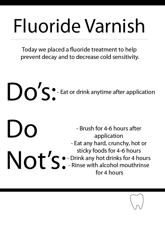 Fluoride Varnish Post Op Handout — Hygiene Edge