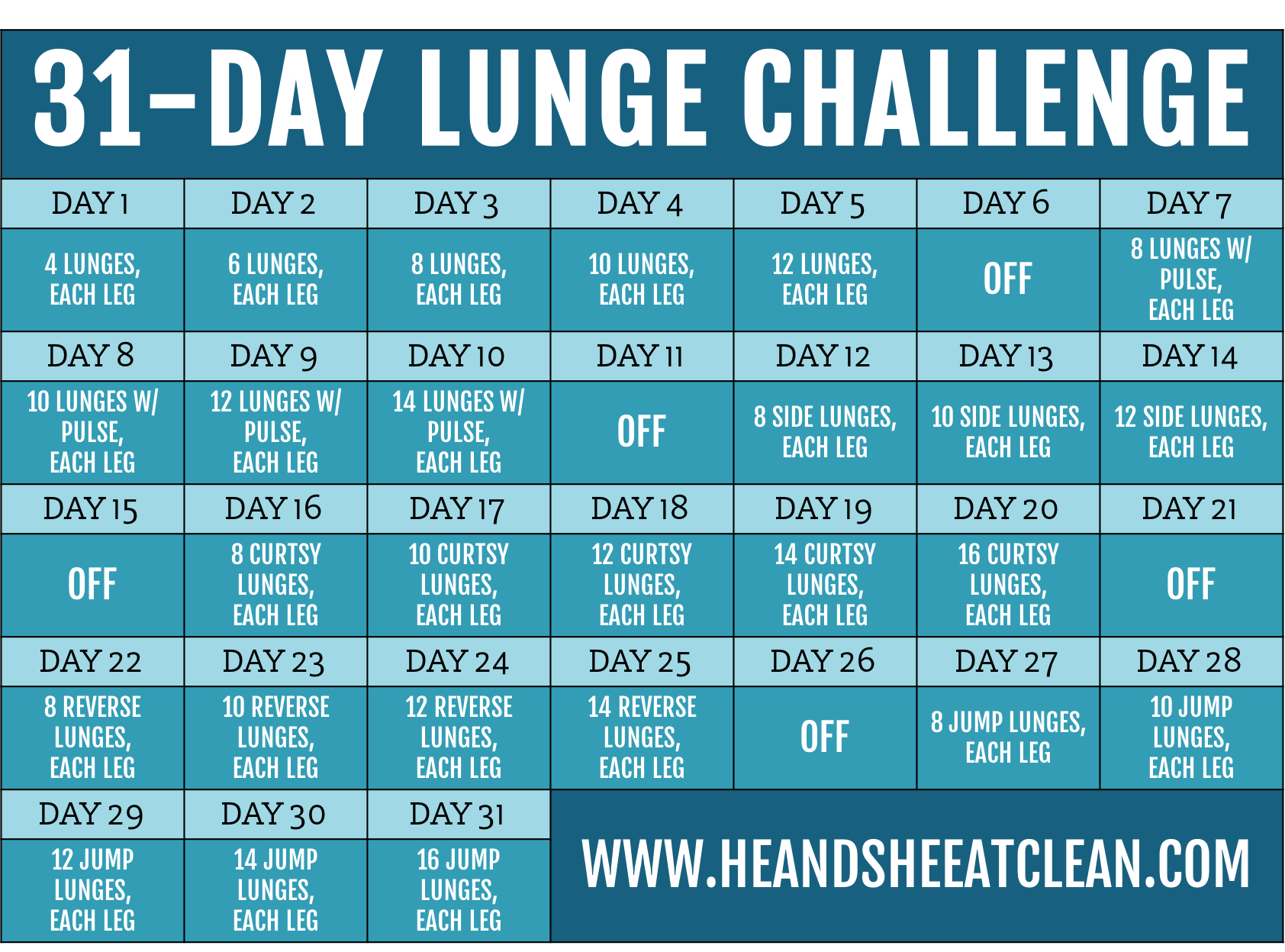 31Day Lunge Challenge — He & She Eat Clean Healthy Recipes & Workout