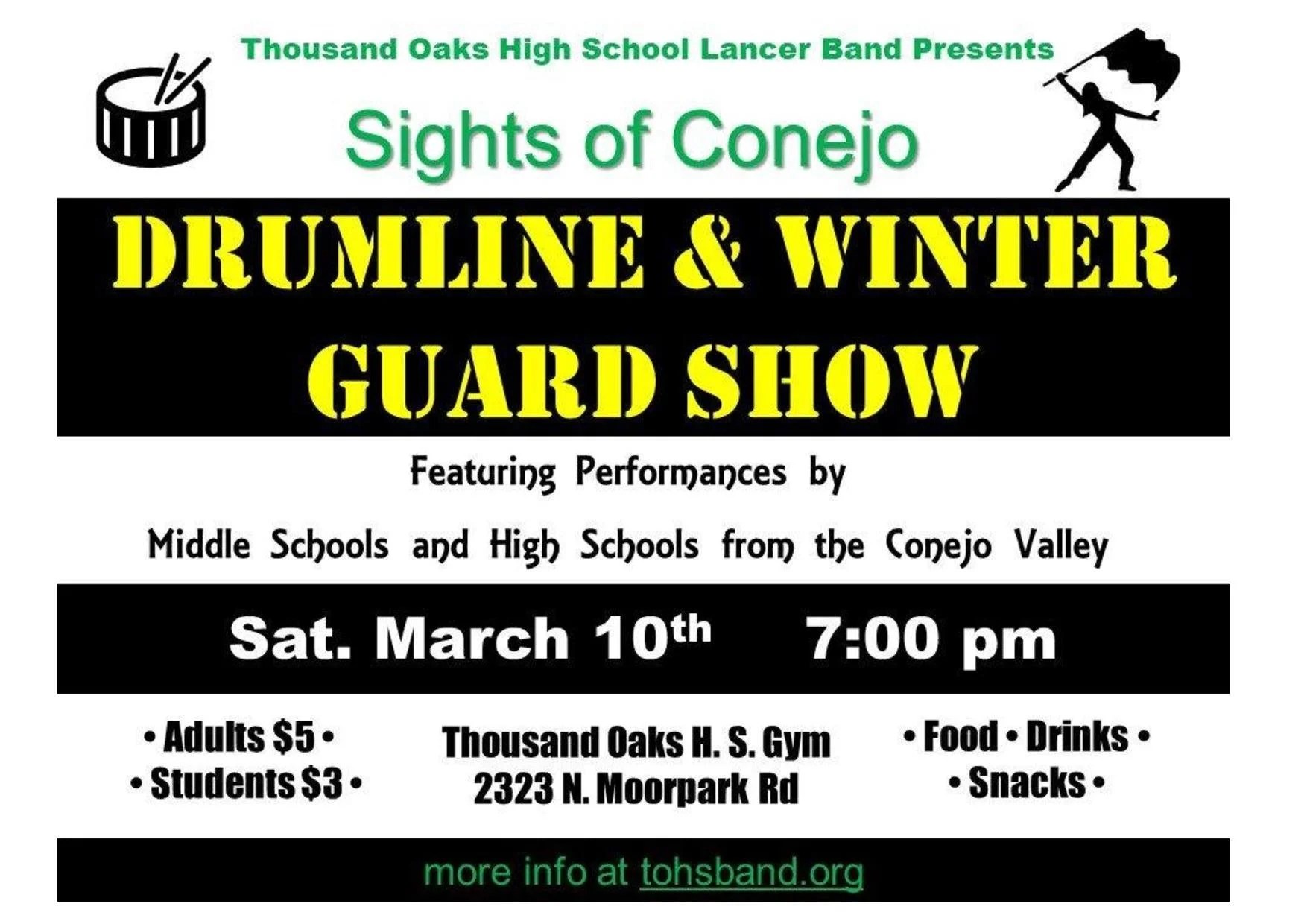 9th Annual Sights of Conejo Drum Line and Winter Guard Show on Saturday