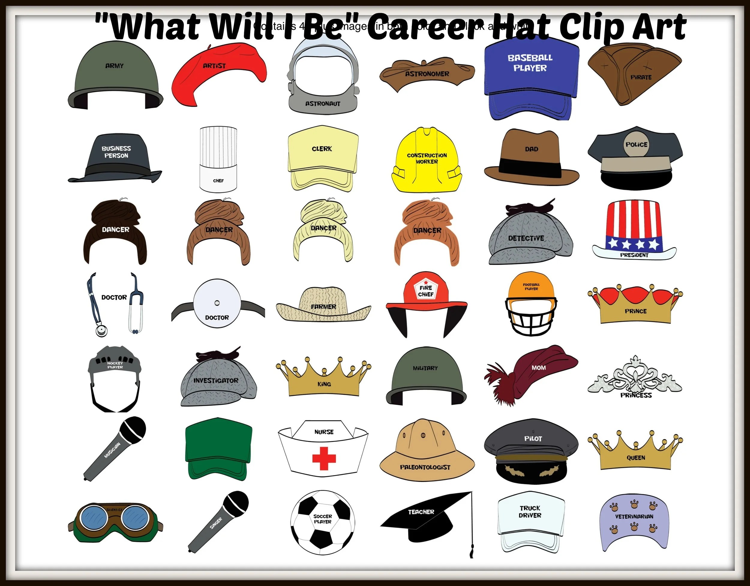 What Will I Be Career Hat Clip Art — Kindergarten Kiosk