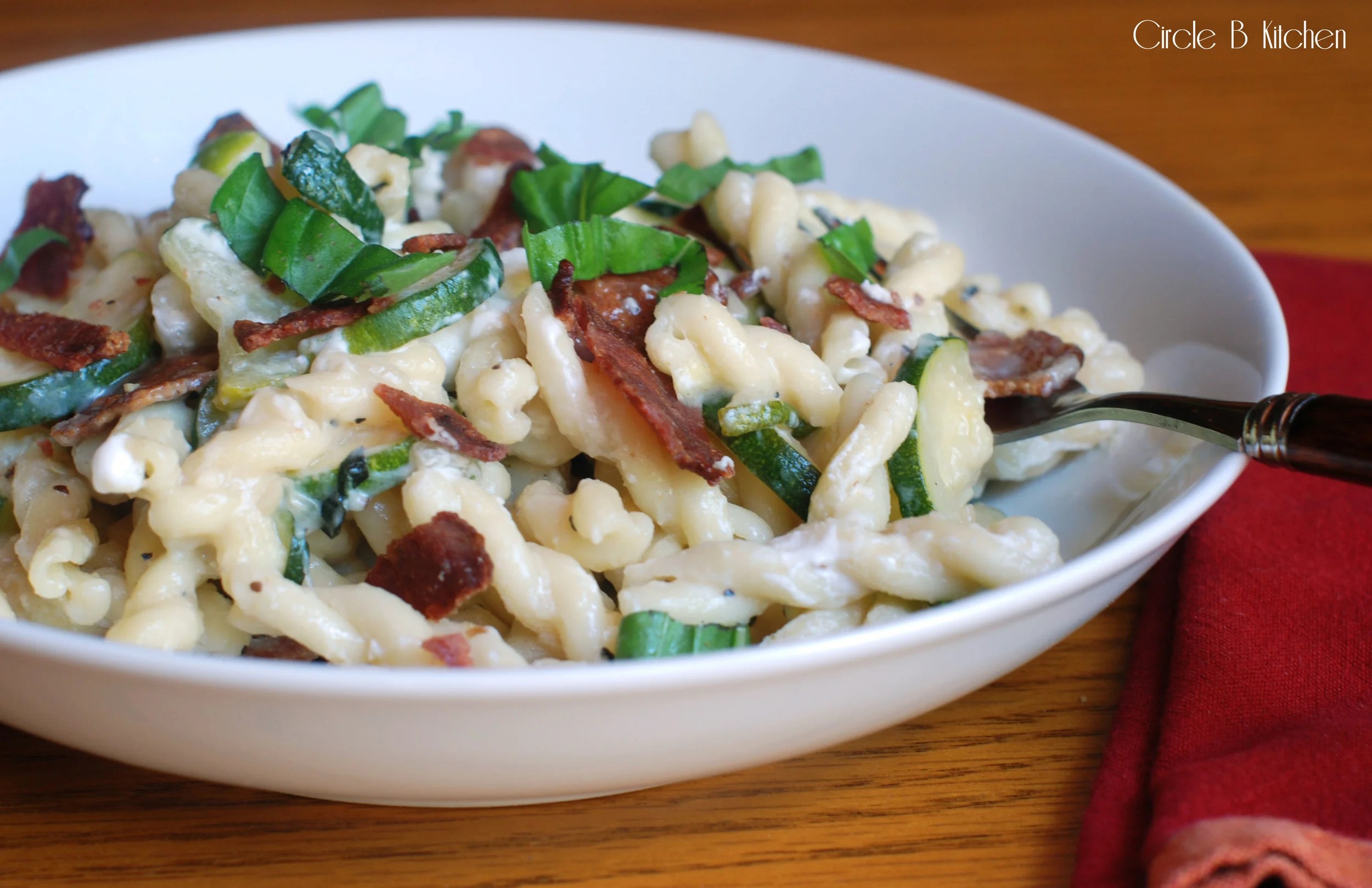 Pasta with Zucchini, Bacon and Goat Cheese — Circle B Kitchen