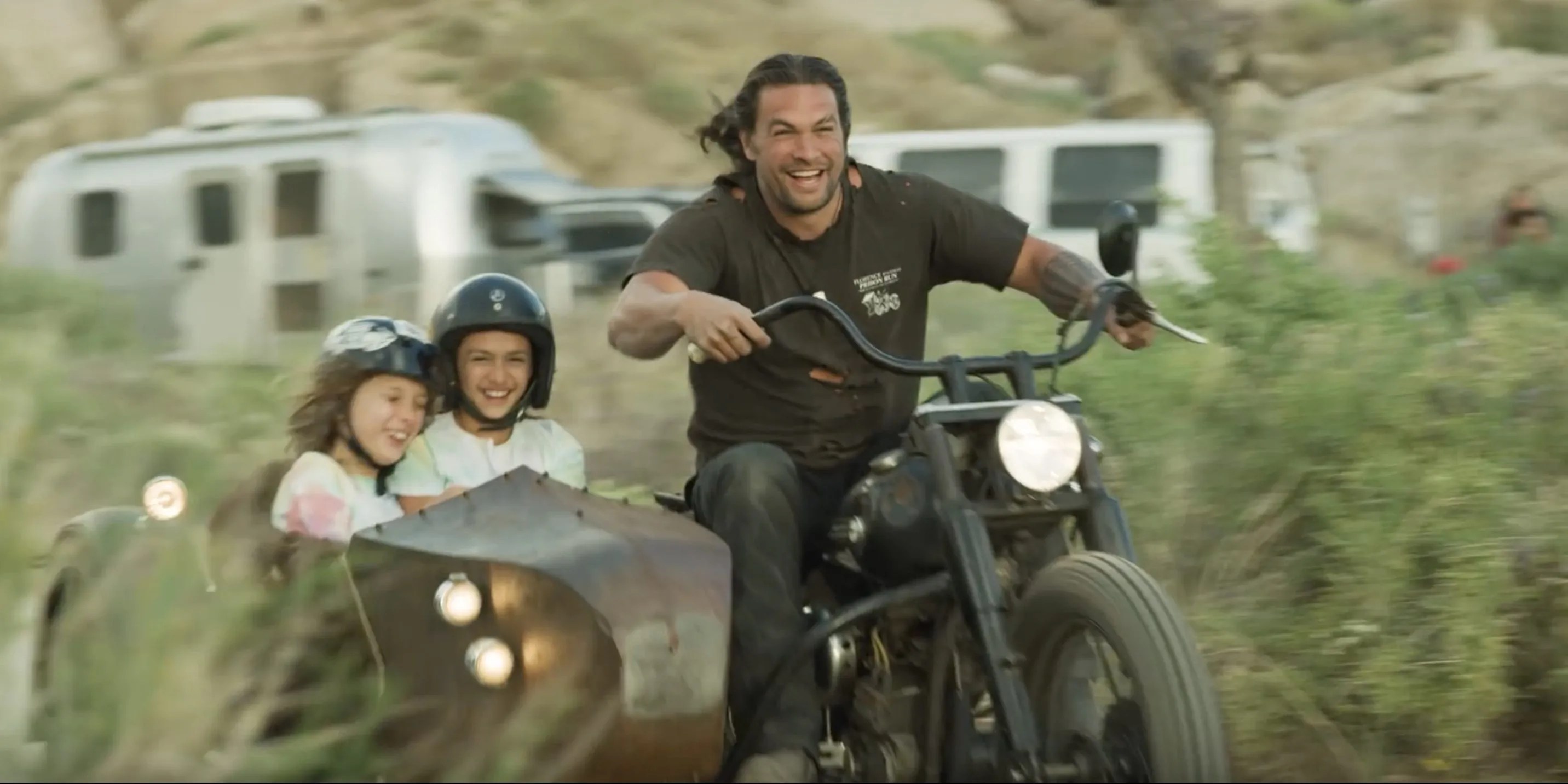 Jason Momoa Builds a Motorcycle With His Kids in Father's Day Film