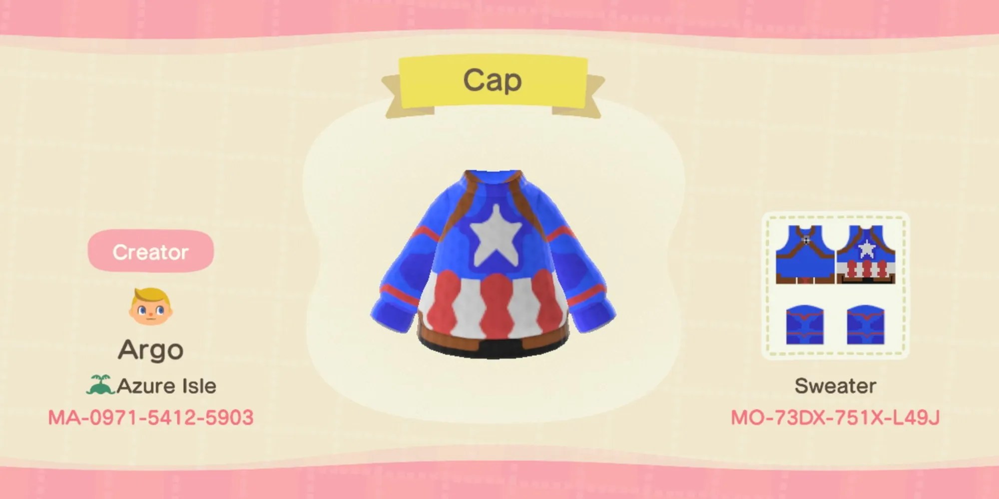 Animal Crossing New Horizons Custom Codes for Marvel & DC Clothes